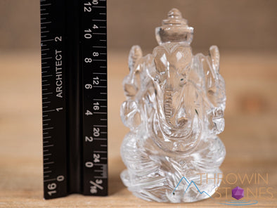 CLEAR HIMALAYAN QUARTZ Crystal Ganesha - Lord Ganesh Statue, Crystal Carving, Home Decor, Healing Crystals and Stones, 40706-Throwin Stones