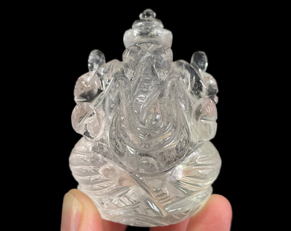 CLEAR HIMALAYAN QUARTZ Crystal Ganesha - Lord Ganesh Statue, Crystal Carving, Home Decor, Healing Crystals and Stones, 48893-Throwin Stones