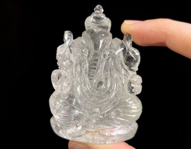 CLEAR HIMALAYAN QUARTZ Crystal Ganesha - Lord Ganesh Statue, Crystal Carving, Home Decor, Healing Crystals and Stones, 48896-Throwin Stones