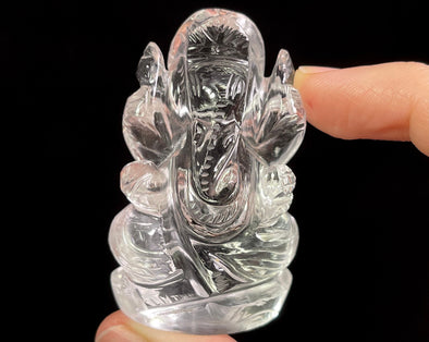 CLEAR HIMALAYAN QUARTZ Crystal Ganesha - Lord Ganesh Statue, Crystal Carving, Home Decor, Healing Crystals and Stones, 48903-Throwin Stones