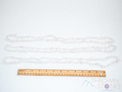 CLEAR QUARTZ Crystal Necklace - Chip Beads - Long Crystal Necklace, Beaded Necklace, Handmade Jewelry, E1788-Throwin Stones