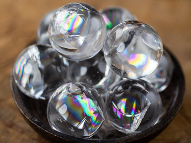 CLEAR QUARTZ Crystal Sphere, with Rainbow Flash - Divination, Crystal Ball, Housewarming Gift, Home Decor, E1811-Throwin Stones