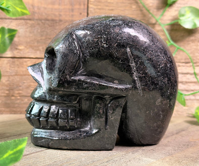 COPPERNITE Indian NUUMMITE Crystal Skull - Large - Gothic Home Decor, Memento Mori, Halloween Decor, 53128-Throwin Stones
