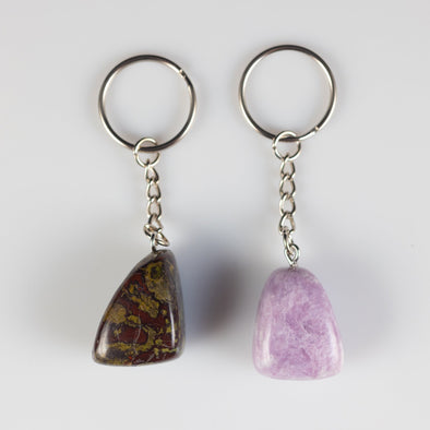 DRAGONS Blood JASPER or LEPIDOLITE Crystal Keychain - Tumbled Crystals, Self Care, Healing Crystals and Stones, Gift, E2125-Throwin Stones