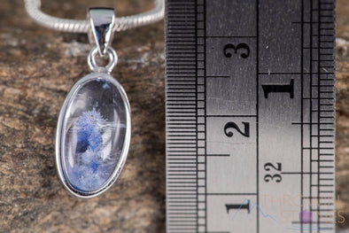 DUMORTIERITE in QUARTZ Crystal Pendant - Sterling Silver, Oval - Handmade Jewelry, Healing Crystals and Stones, J1509-Throwin Stones
