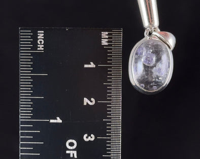 FLUORITE in QUARTZ Crystal Pendant - Sterling Silver, Cabochon - Fine Jewelry, Healing Crystals and Stones, Gift for Him, 54393-Throwin Stones