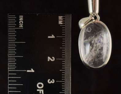 FLUORITE in QUARTZ Crystal Pendant - Sterling Silver, Cabochon - Fine Jewelry, Healing Crystals and Stones, Gift for Him, 54400-Throwin Stones