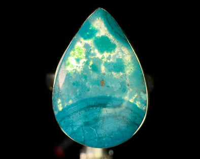 GEM SILICA Crystal Ring - Size 6.25, Teardrop - Rare Polished Chrysocolla Sterling Silver Gemstone Ring Arizona, 54023-Throwin Stones