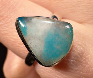 GEM SILICA Crystal Ring - Size 6.75- Rare Polished Chrysocolla Sterling Silver Gemstone Ring from Arizona, 54016-Throwin Stones