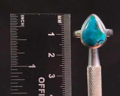 GEM SILICA Crystal Ring - Size 7, Teardrop - Rare Polished Chrysocolla Sterling Silver Gemstone Ring from Arizona, 54019-Throwin Stones