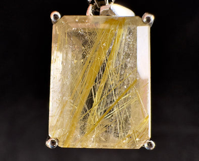 GOLDEN RUTILATED QUARTZ Crystal Pendant - Sterling Silver, Cabochon - Fine Jewelry, Healing Crystals and Stones, Gift for Him, 54416-Throwin Stones