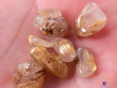 GOLDEN RUTILATED QUARTZ Tumbled Stones - Tumbled Crystals, Self Care, Healing Crystals and Stones, E0746-Throwin Stones