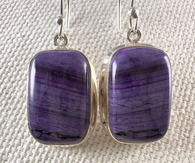 Genuine SUGILITE Statement Earrings - Rare Mineral, Sterling Silver, Handcrafted Jewelry, Purple Dangle Earrings, 53702-Throwin Stones