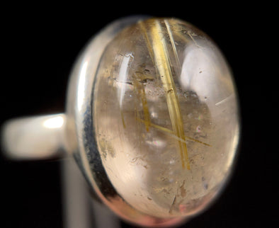 Golden RUTILATED QUARTZ Crystal Ring - Size 8, Sterling Silver Ring - Gemstone Ring, Fine Jewelry, 52353-Throwin Stones