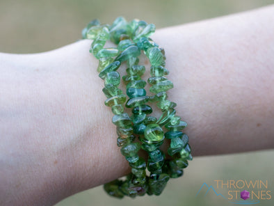 Green APATITE Crystal Bracelet - Chip Beads - Beaded Bracelet, Handmade Jewelry, Healing Crystal Bracelet, E1943-Throwin Stones