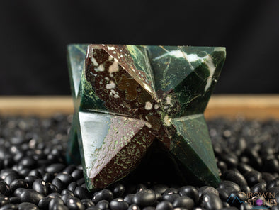 Heliotrope BLOODSTONE Crystal Merkaba - Star, Sacred Geometry, Metaphysical, Healing Crystals and Stones, E2148-Throwin Stones