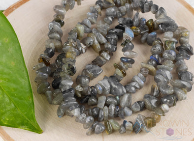 LABRADORITE Crystal Necklace - Chip Beads - Long Crystal Necklace, Beaded Necklace, Handmade Jewelry, E0799-Throwin Stones