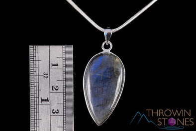 LABRADORITE Crystal Pendant - Sterling Silver, Teardrop - Handmade Jewelry, Healing Crystals and Stones, J1429-Throwin Stones