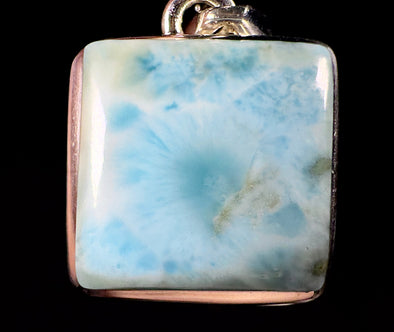 LARIMAR Crystal Pendant - Sterling Silver, Square - Handmade Jewelry, Healing Crystals and Stones, 53397-Throwin Stones