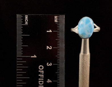 LARIMAR Crystal Ring - Sterling Silver Ring, Size 6.5 - Gemstone Ring, Fine Jewelry, 52284-Throwin Stones