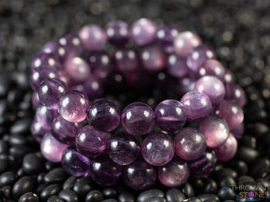 LEPIDOLITE Crystal Bracelet - Round Beads, Flash - Beaded Bracelet, Handmade Jewelry, Healing Crystal Bracelet, E2189-Throwin Stones