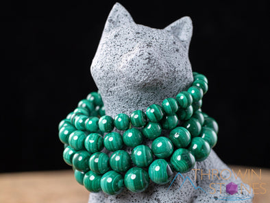 Light Green MALACHITE Crystal Bracelet - Round Beads - Beaded Bracelet, Handmade Jewelry, Healing Crystal Bracelet, E1817-Throwin Stones