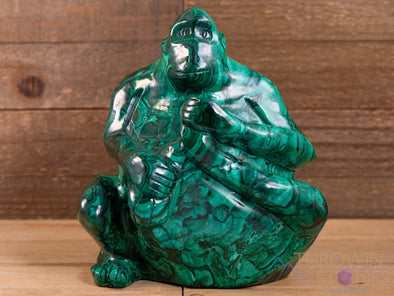 MALACHITE Crystal Gorilla - Crystal Carving, Housewarming Gift, Home Decor, Healing Crystals and Stones, 40329-Throwin Stones
