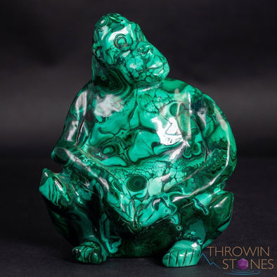 MALACHITE Gorilla, Stone Carving, Large - Hand Carved, Housewarming Gift, Home Decor, Healing Crystals and Stones, 39723-Throwin Stones