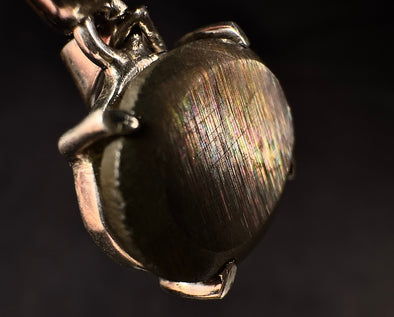 METEOR SUNSTONE Pendant - Sterling Silver, Oval - Genuine Rainbow Meteor Shower Sunstone Crystal Pendant from Tanzania, 53953-Throwin Stones