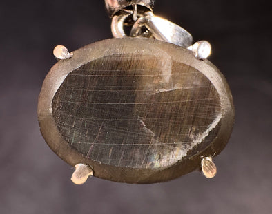 METEOR SUNSTONE Pendant - Sterling Silver, Oval - Genuine Rainbow Meteor Shower Sunstone Crystal Pendant from Tanzania, 53953-Throwin Stones