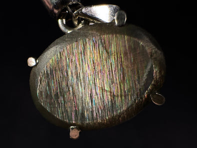 METEOR SUNSTONE Pendant - Sterling Silver, Oval - Genuine Rainbow Meteor Shower Sunstone Crystal Pendant from Tanzania, 53953-Throwin Stones