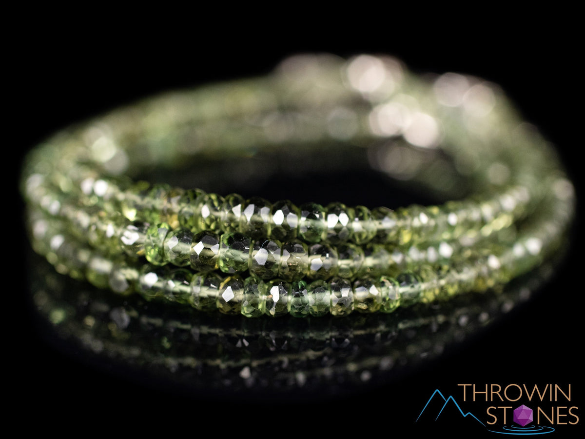 Pulsera De Moldavita Verde Auténtica - Cuentas De Cristal 8-9 Mm - Piedra De Meteorito - Regalo Coleccionable