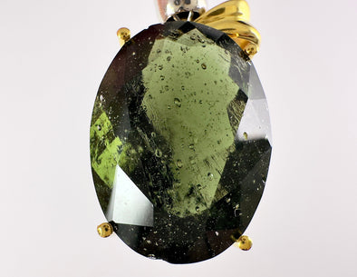 MOLDAVITE Pendant - 18K Solid Gold, Faceted - Real Moldavite Pendant, Moldavite Jewelry with Certification, 54260-Throwin Stones