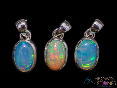 OPAL Pendant - Sterling Silver, Oval, Small - Birthstone Jewelry, Opal Cabochon Necklace, Welo Opal, E1876-Throwin Stones