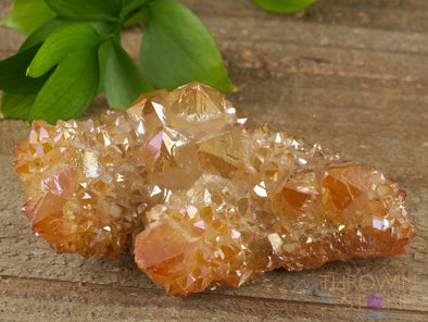 Orange Tangerine AURA QUARTZ Crystal Cluster - Rainbow Quartz Crystal, Spirit Quartz Cluster, Crystal Decor, R0507-Throwin Stones