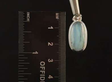 PERUVIAN OPAL Crystal Pendant - Genuine BLUE Opal Oval Cabochon with a Polished Finish and Set in a Sterling Silver Open Back Bezel, 52904-Throwin Stones