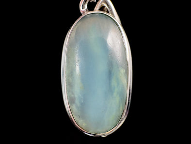 PERUVIAN OPAL Crystal Pendant - Genuine BLUE Opal Oval Cabochon with a Polished Finish and Set in a Sterling Silver Open Back Bezel, 52904-Throwin Stones