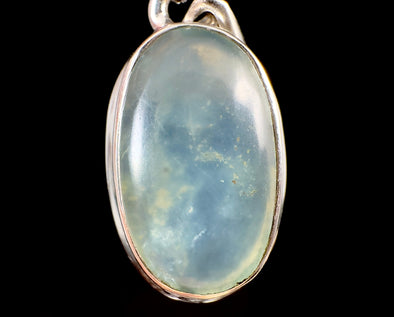 PERUVIAN OPAL Crystal Pendant - Genuine BLUE Opal Oval Cabochon with a Polished Finish and Set in a Sterling Silver Open Back Bezel, 52909-Throwin Stones