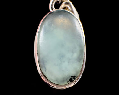 PERUVIAN OPAL Crystal Pendant - Genuine BLUE Opal Oval Cabochon with a Polished Finish and Set in an Open Back Bezel, 52897-Throwin Stones