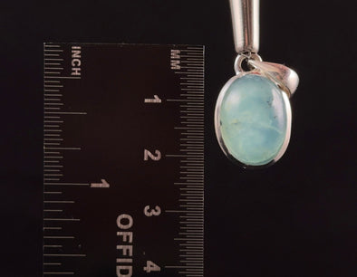 PERUVIAN OPAL Crystal Pendant - Genuine BLUE Opal Oval Gemstone Polished and Set in a Sterling Silver Open Back Bezel, 52901-Throwin Stones