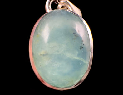 PERUVIAN OPAL Crystal Pendant - Genuine BLUE Opal Oval Gemstone Polished and Set in a Sterling Silver Open Back Bezel, 52901-Throwin Stones