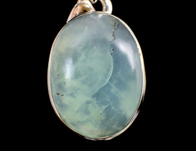 PERUVIAN OPAL Gemstone Pendant - Genuine BLUE Opal Oval Crystal Cabochon Polished and Set in a Sterling Silver Open Back Bezel, 52913-Throwin Stones