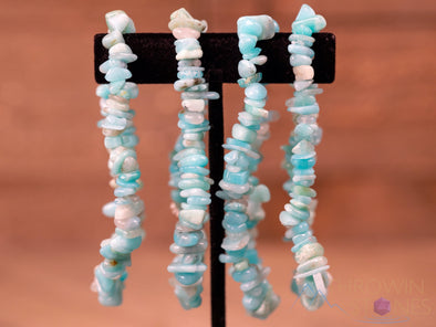 Peruvian AMAZONITE Crystal Bracelet - Chip Beads - Beaded Bracelet, Handmade Jewelry, Healing Crystal Bracelet, E1766-Throwin Stones