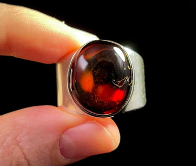 RED AMBER Ring - Sterling Silver, Size 10.5 - Amber Stone, Crystal Ring, Fine Jewelry, Healing Crystals and Stones, 52634-Throwin Stones
