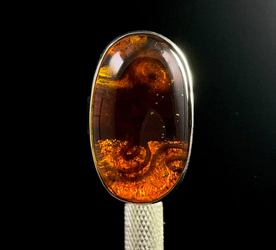 RED AMBER Ring - Sterling Silver, Size 6.5 - Amber Stone, Crystal Ring, Fine Jewelry, Healing Crystals and Stones, 52636-Throwin Stones