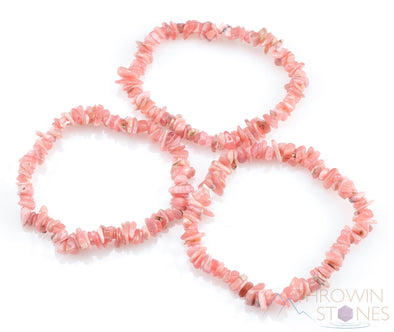 RHODOCHROSITE Crystal Bracelet - Gemmy Chip Beads - Beaded Bracelet, Handmade Jewelry, Healing Crystal Bracelet, E1372-Throwin Stones