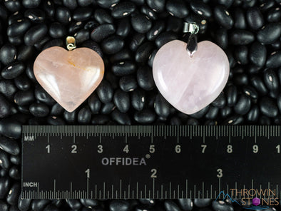 ROSE QUARTZ Crystal Heart Pendant - Crystal Pendant, Birthstone, Handmade Jewelry, Healing Crystals and Stones, E0986-Throwin Stones