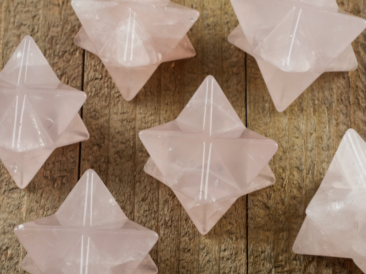 ROSE QUARTZ Crystal Merkaba - Star, Sacred Geometry, Metaphysical