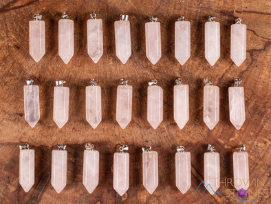 ROSE QUARTZ Crystal Pendant - Crystal Points, Pendulum, Birthstone, Handmade Jewelry, Healing Crystals and Stones, E1954-Throwin Stones