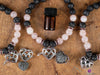 ROSE QUARTZ & LAVA Crystal Bracelet - Heart Locket, Round Beads - Aromatherapy Diffuser, Charm Bracelet, Beaded Bracelet, Jewelry, E0981-Throwin Stones